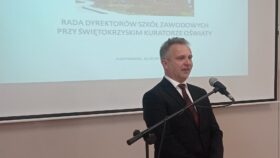 Powitanie gości przez Pana Jacka Nowaka Dyrektora ZSR w Cudzynowicach