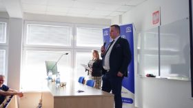 Przemawia Rektor Akademii Nauk Stosowanych im. J. Gołuchowskiego Pan dr Paweł Gotowiecki.