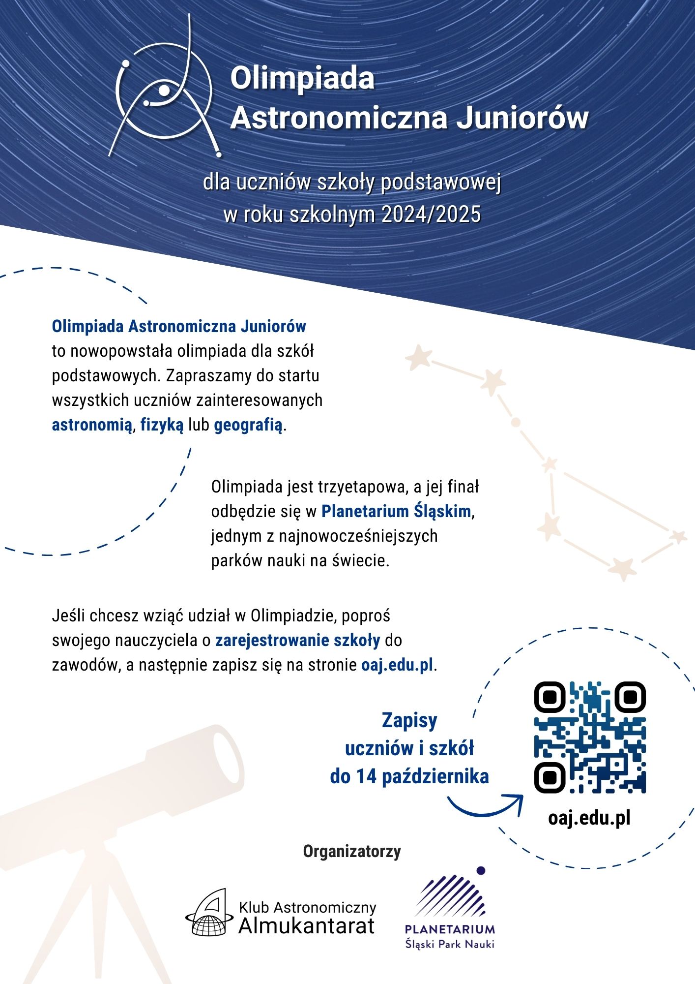 Plakat Olimpiada Astronomiczna Juniorów
