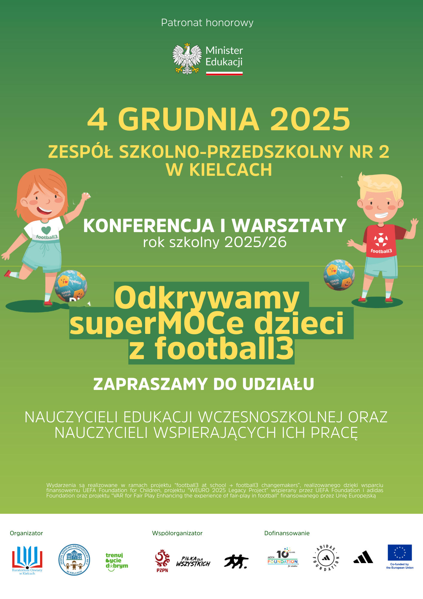 Plakat konferencja i warsztaty edukacyjne Kielce